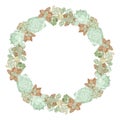 Wreath of succulents of different types on a white background Royalty Free Stock Photo